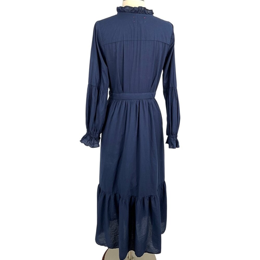 Xirena Lark Dress Navy Blue Maxi Button Down Belted Long Sleeve Size Small S - Picture 5 of 11